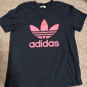 Adidas Black and Pink Short Sleeve Tee size L